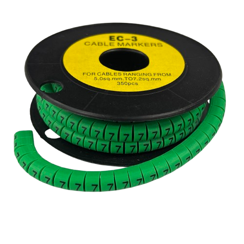 Spool of segmented number 7 cable labels for organization Cable Marker 5 Green for cable management