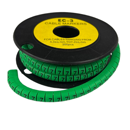 Spool of segmented number 7 cable labels for organization Cable Marker 5 Green for cable management