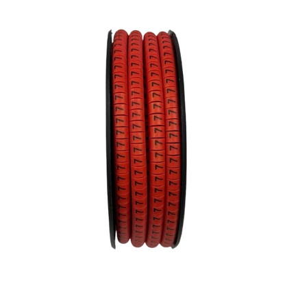 Grippes Cable Marker -7 Red spool of flexible red cable markers stamped with number 7 for wire identification