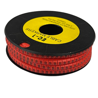 Grippes spool of red cable markers labeled B for wire identification Cable Marker - B RED