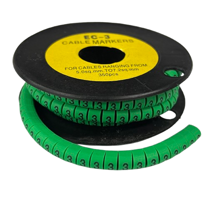 Spool of Cable Marker Green -3 cable identification rings for organized wiring