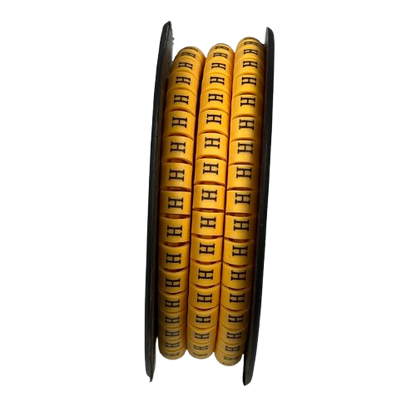 Grippes spool of yellow cable markers with repeated H labels Cable Marker - H Yellow for wire identification