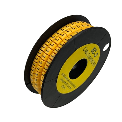 Grippes Cable Marker L - Yellow spool of yellow letter L cable markers for cable identification and wire organization