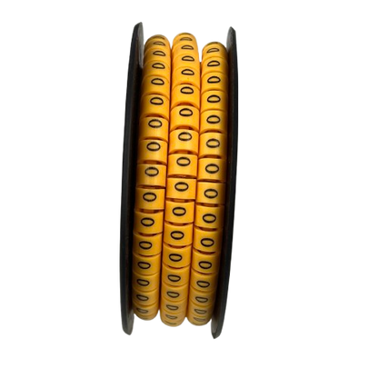 Grippes Cable Marker O - Yellow reel of round yellow cable markers with black O print for cable management