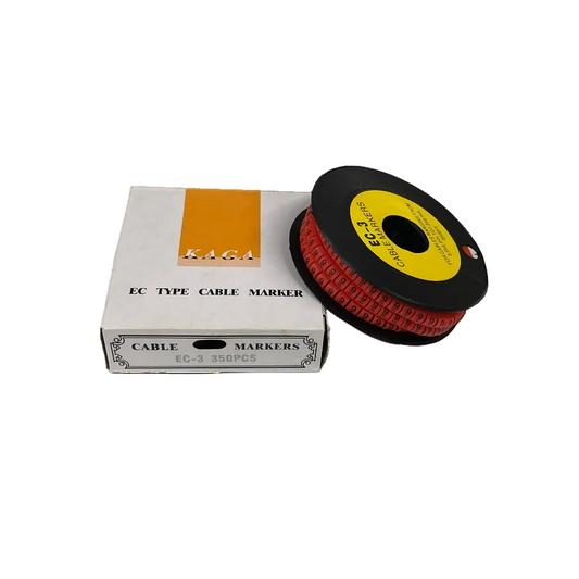Grippes Cable Marker Red - 9 on a spool with packaging, ideal for organizing cables