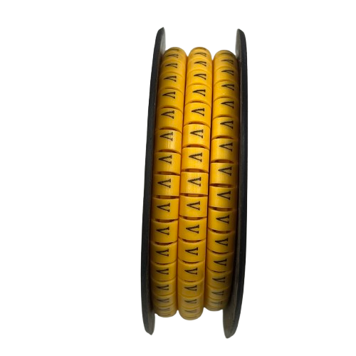 Grippes Cable Marker V - Yellow spool of adhesive V labels on reel for wire identification and organization