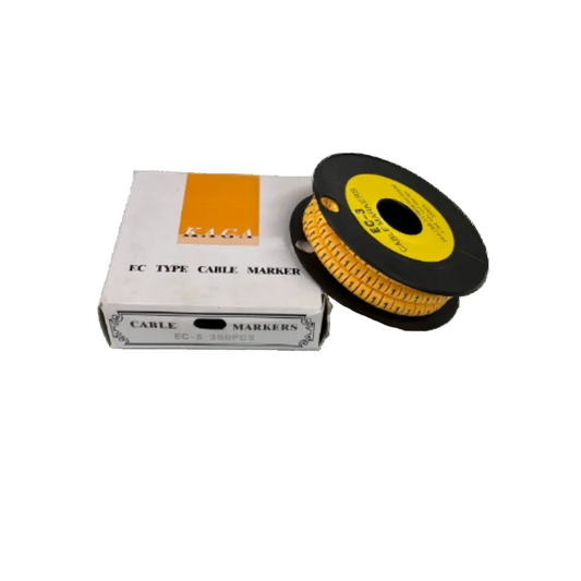Cable Marker Yellow 1 spool and box for cable management with numbered yellow markers made in China