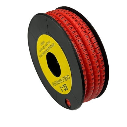 Grippes spool of red cable markers with printed E on sleeves "E" Marker Red 2.6mm to 4.2mm 1000pcs for wiring