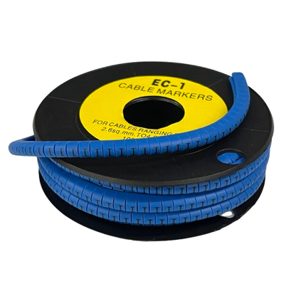 Spool of blue Cable "I" Marker 2.6mm to 4.2mm Blue cable labeling strip for organizing and identifying wires