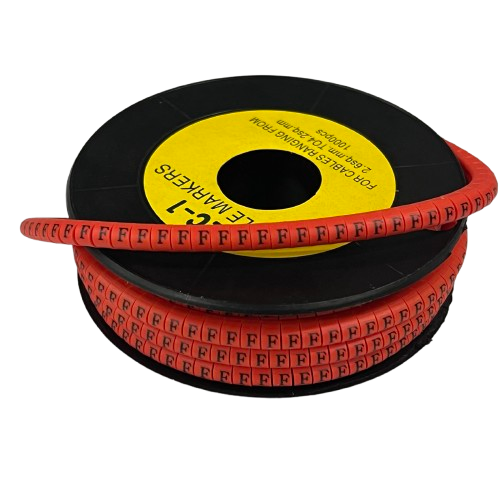 Grippes cable management reel with red letter F markers on strips "F" Marker Red 2.6mm to 4.2mm 1000pcs