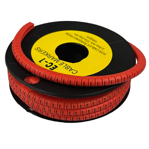 Grippes L Marker Red 2.6mm to 4.2mm 1000pcs cable management markers on black spool