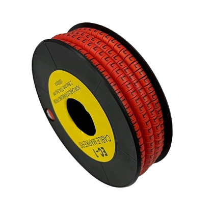 Grippes L Marker Red 2.6mm to 4.2mm 1000pcs cable management markers on a black spool
