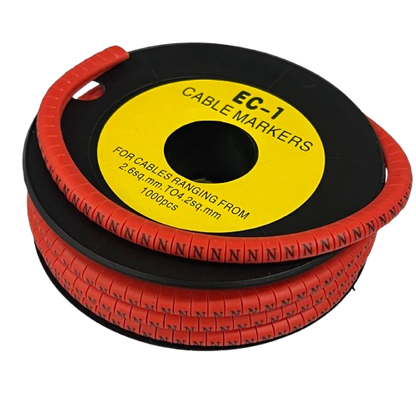 Grippes N Marker Red 2.6mm to 4.2mm 1000pcs cable management markers on a black spool