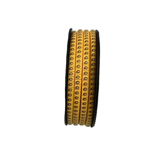 Q Marker 2.6mm to 4.2mm yellow cable management markers on a black spool from China