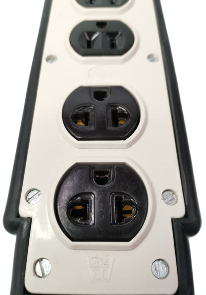 Kopez 4 gang rubber electrical outlet with black and white design for multiple power connections