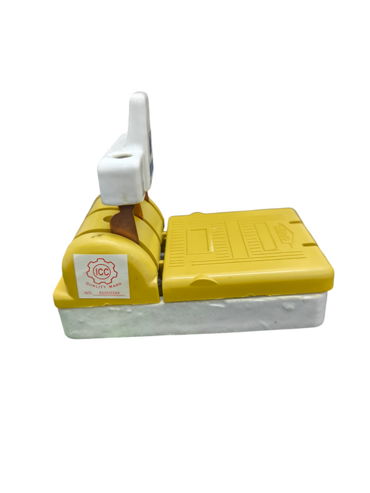 Taiyou Knife Switch 30A 3 Pole power switch with yellow and white insulated handle and base