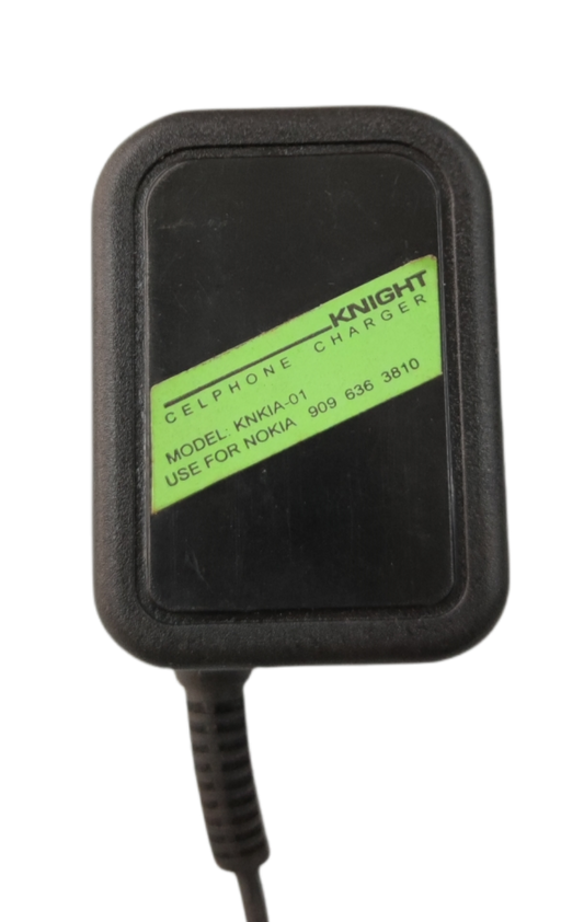 Knight black cellphone charger for Nokia 909 with model KNIKA 01 and green label