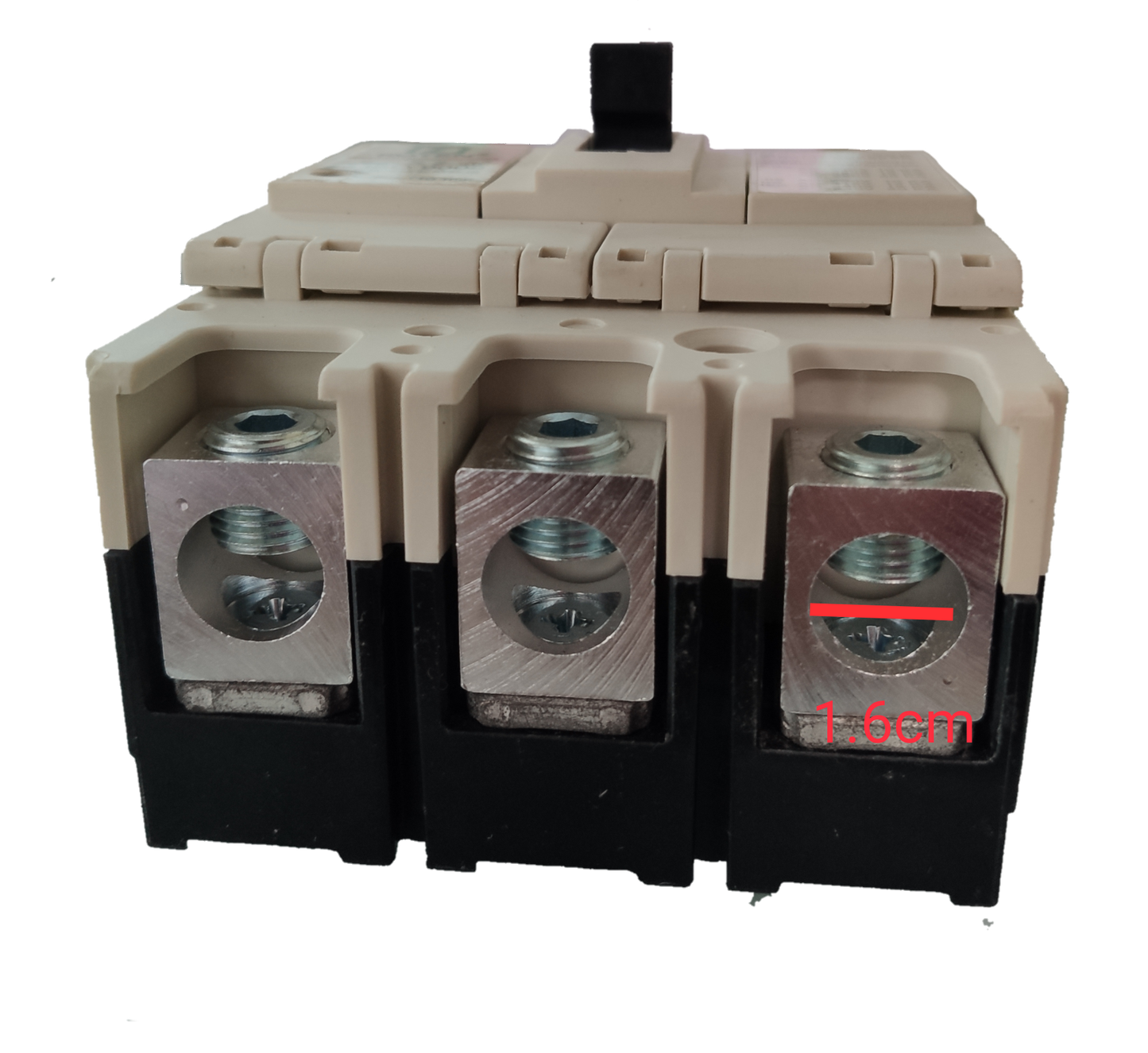 Koten 125A molded case circuit breaker with three-phase electrical terminals and black and beige casing