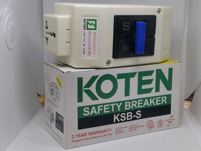 Koten 20A pole circuit breaker with outlet 220V mounted on safety breaker KSB-S box
