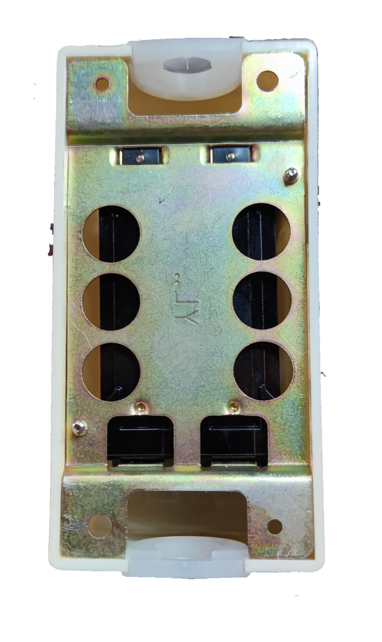 Koten 30A 2P Circuit Breaker with Enclosure showing metal mounting plate terminal openings and plastic housing