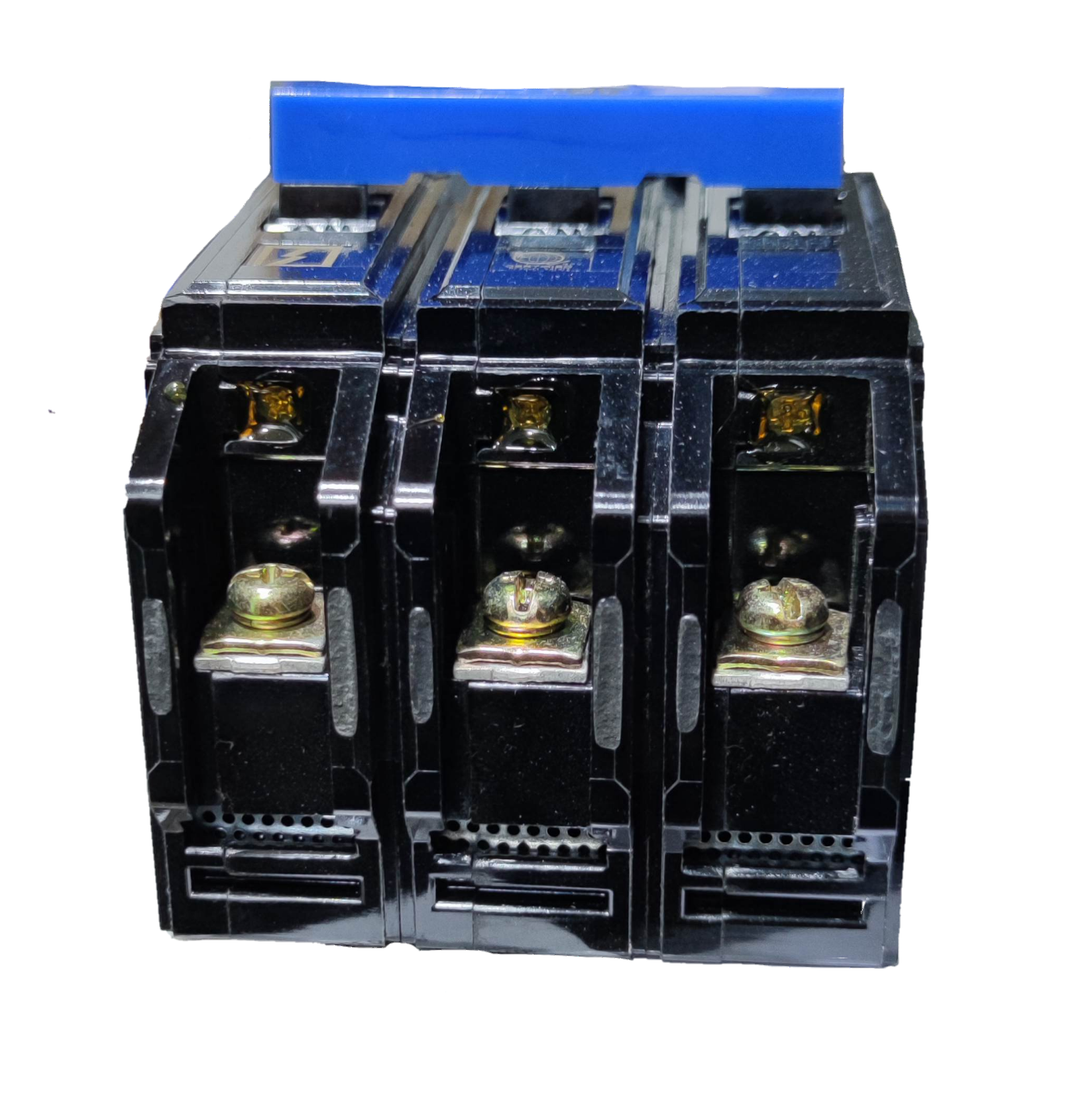Koten 60A Circuit Breaker Bolt on 3 Pole 220V black electrical component with blue top