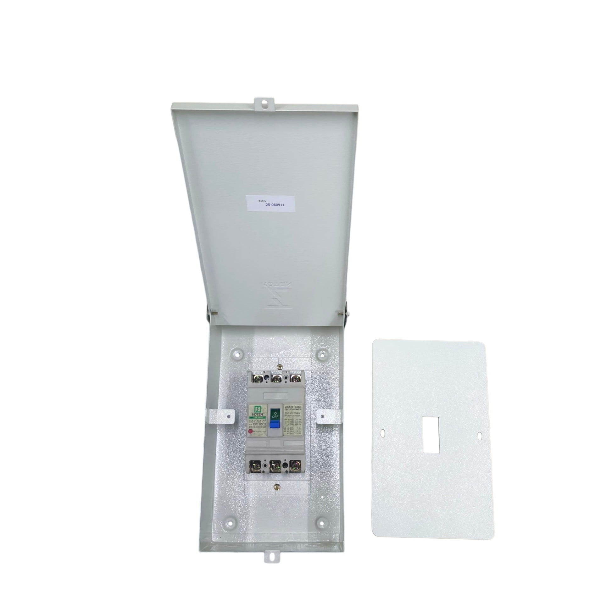 Koten 60A Industrial Circuit Breaker 3Pole in a protective enclosure with a removable cover