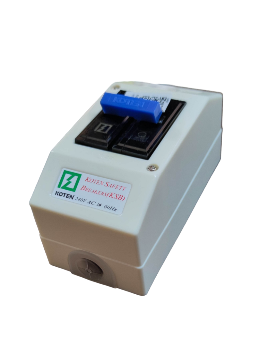 Koten Circuit Breaker with Enclosure 15A 2P white plastic box with blue dual pole switch