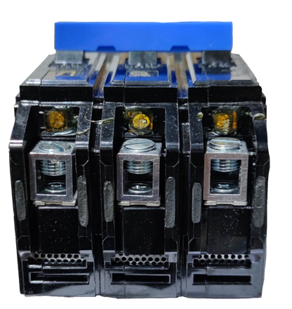 Koten 30A 3 Phase Circuit Breaker three pole black housing with blue handle and screw terminals