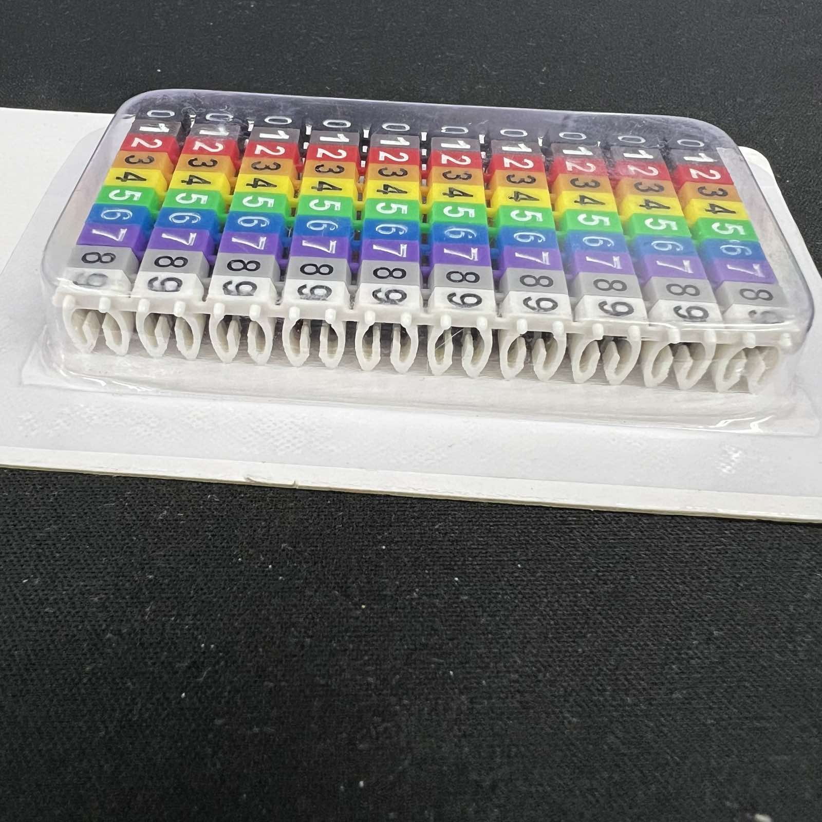 Grippes cable management set with Cable Marker Clip On 0-9 Assorted multicolor numbered clips in plastic tray