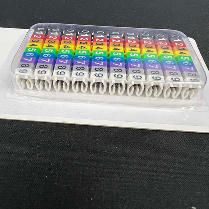 Grippes cable management set with Cable Marker Clip On 0-9 Assorted multicolor numbered clips in plastic tray