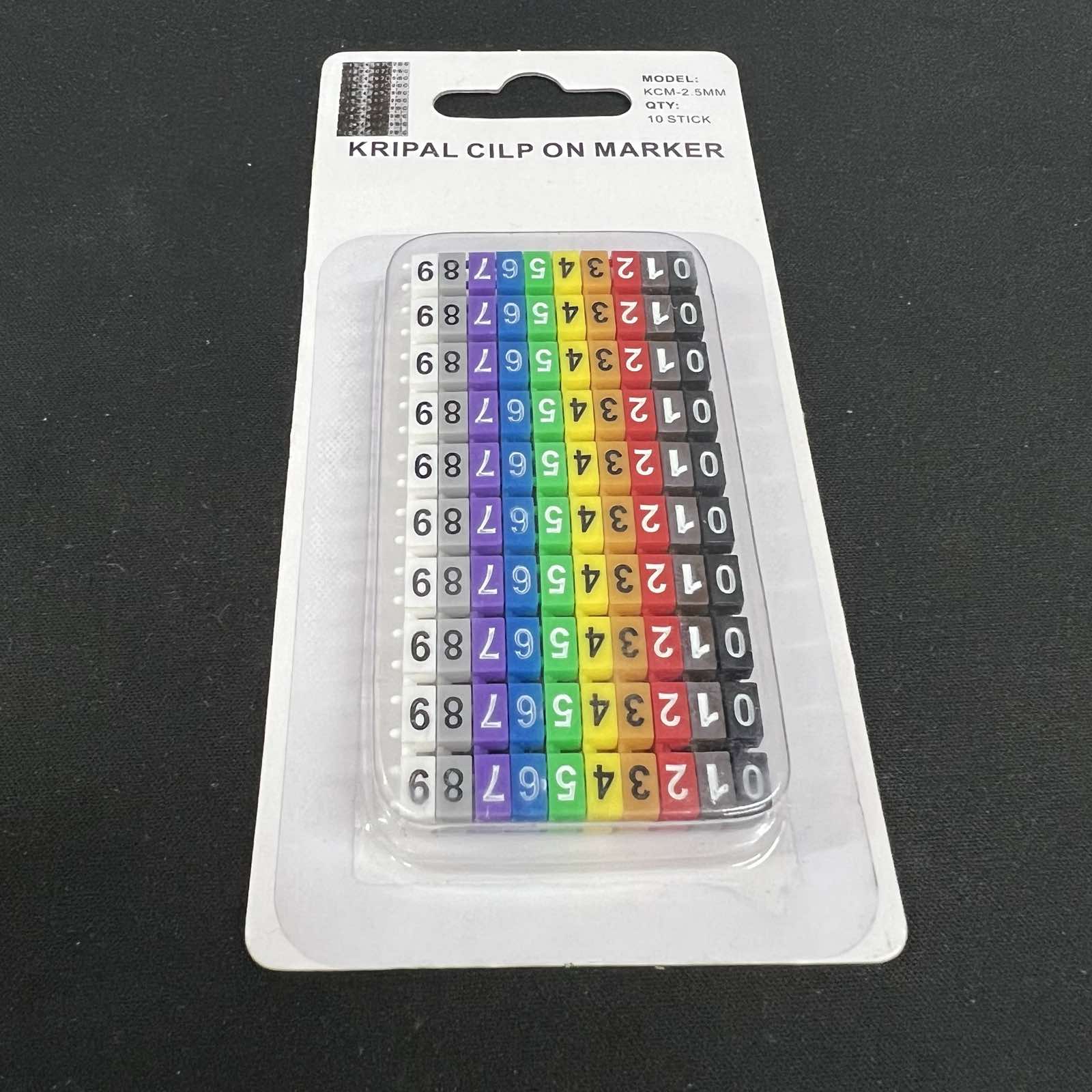 Grippes Cable Marker Clip On 0-9 Assorted multicolor numbered clip on markers for cable organization