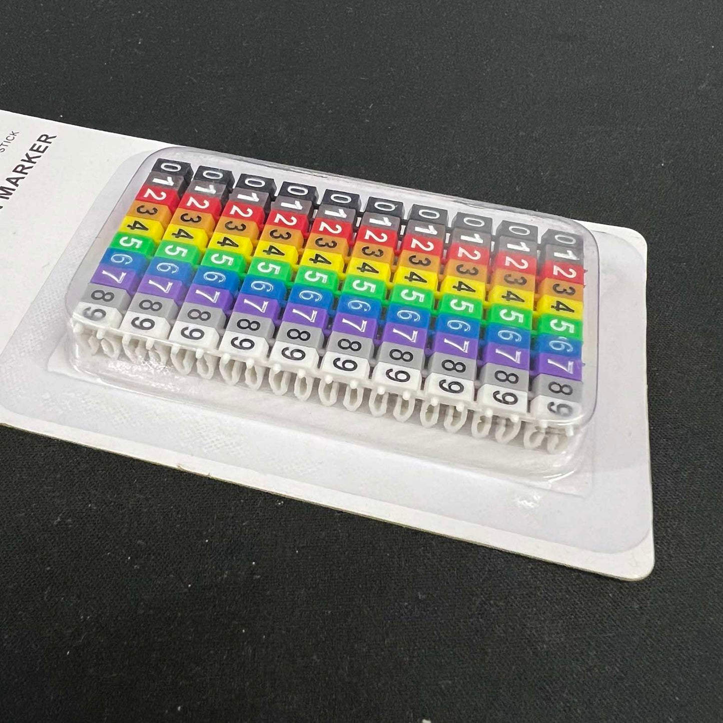 Grippes Cable Marker Clip On 0-9 Assorted pack of multicolor numbered clip on markers for cable organization