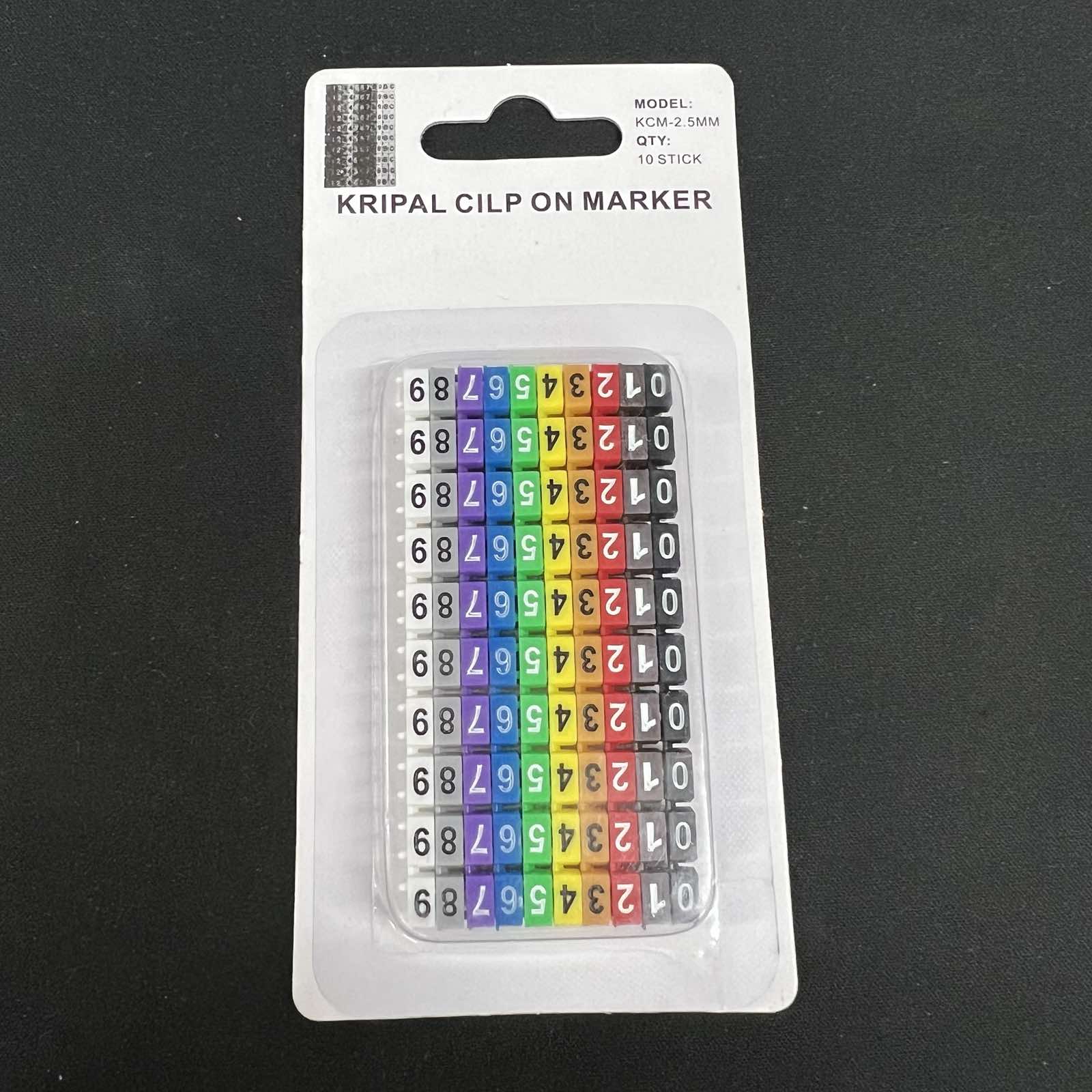 Grippes Cable Marker Clip On 0-9 Assorted pack of colorful clip on number tags for cable organization