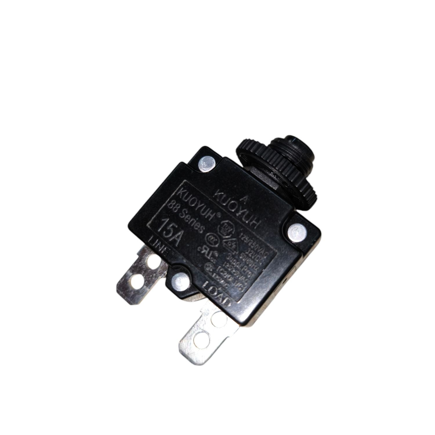 Kuoyuh 15A push to reset circuit breaker designed for reliable overcurrent protection