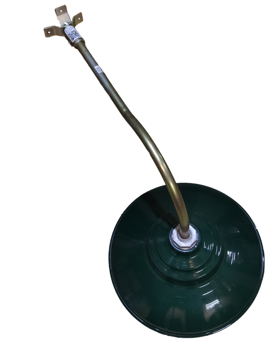 Amco 14 inch lamp cover with E40 socket, featuring a green glass shade and a sturdy mounting arm
