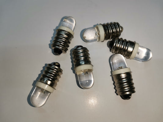 Denko LED pilot light bulb E12 18V in a pack of six with clear lens and metal base