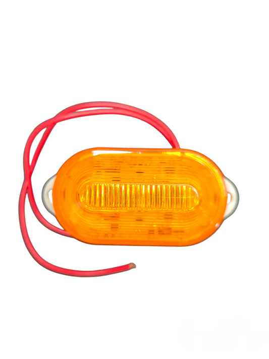Denko LED Warning Light with Siren 12V DC amber oval safety light with red wiring