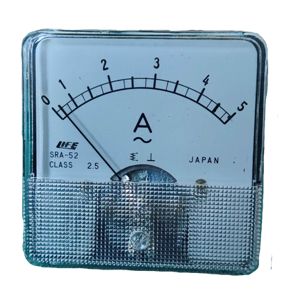 HEW analog Panel Meter 60mm x 60mm 52CA ammeter with white dial 0 to 5 amp AC scale and clear lens