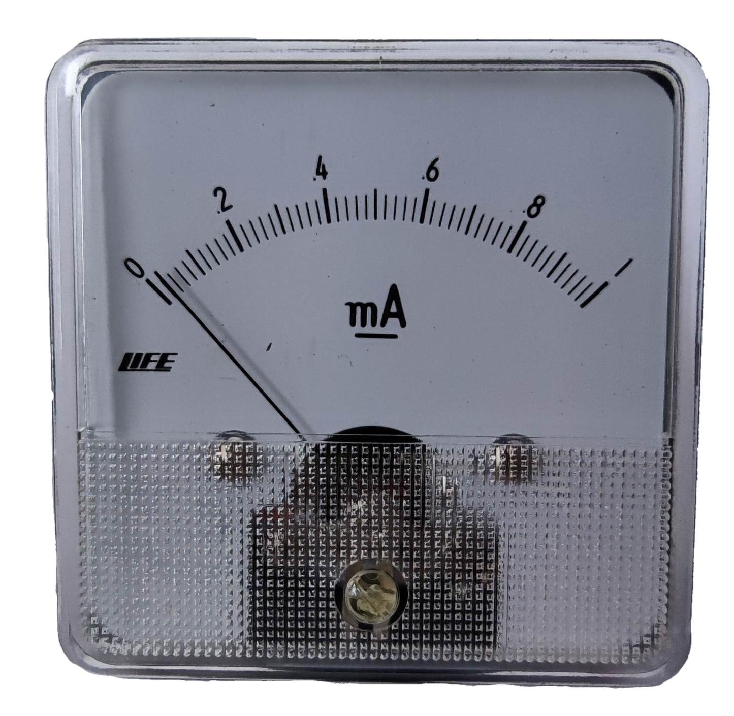 HEW Panel Meter 60mm x 60mm 52CA analog mA gauge white dial black markings clear square case