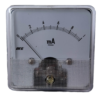 HEW Panel Meter 60mm x 60mm 52CA analog mA gauge white dial black markings clear square case