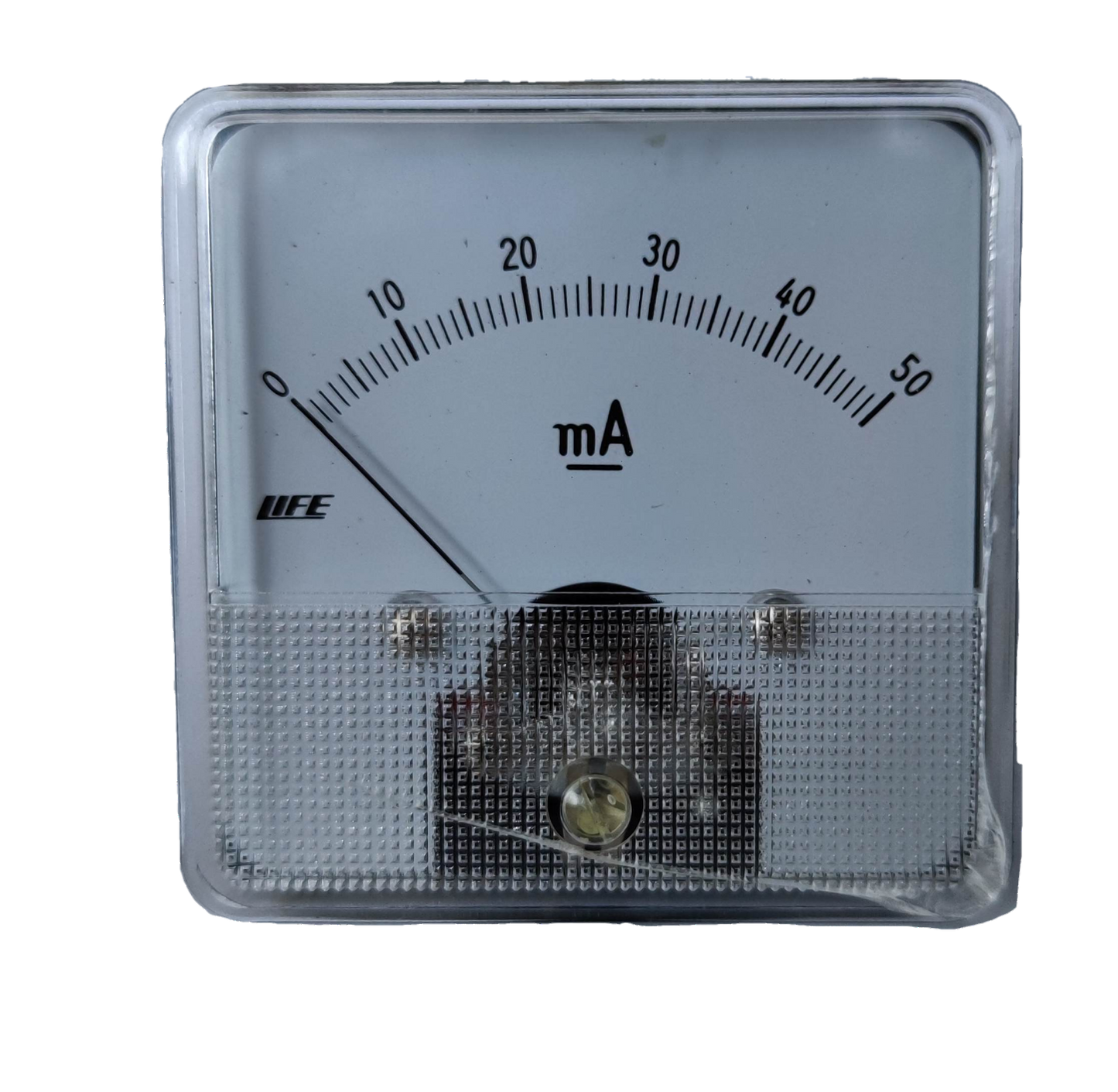 HEW analog Panel Meter 60mm x 60mm 52CA square mA gauge 0 to 50 scale with clear plastic face