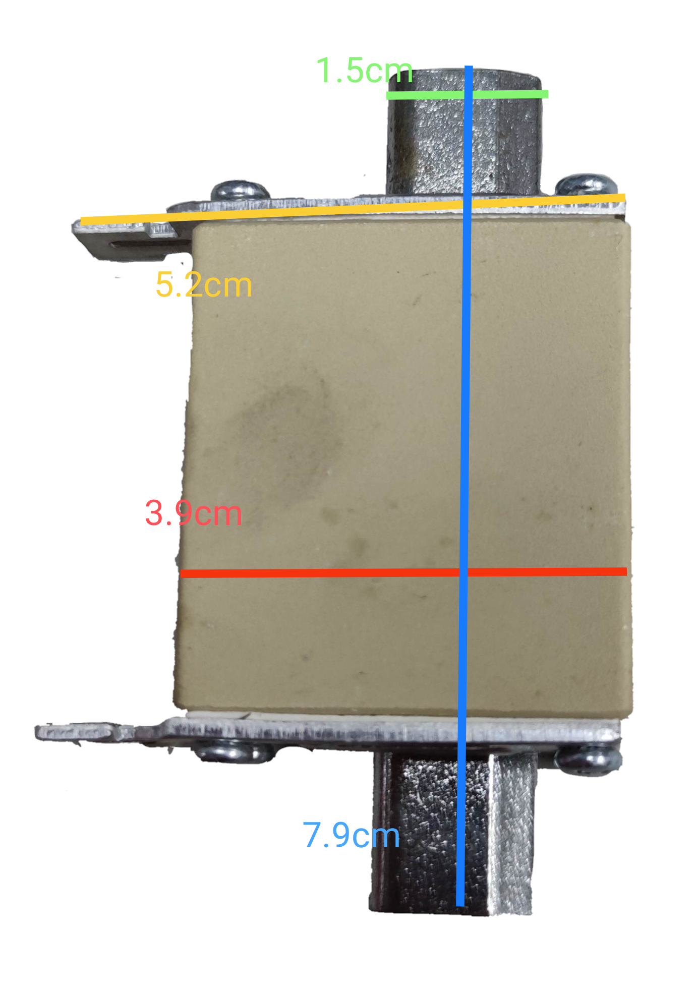 Lindner 100A NH00C ceramic fuse rectangular beige ceramic body with metal end caps and mounting