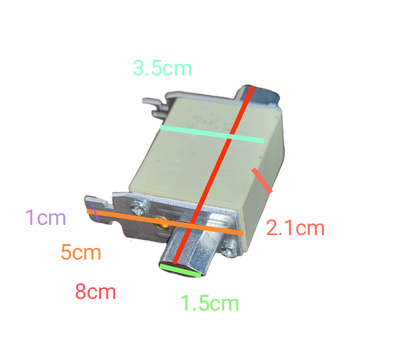 Lindner NH-Type Fuse Link 25A electrical component with metal and ceramic parts showing dimensions