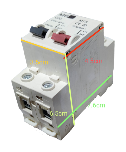 Grippes white modular circuit breaker with dual levers and screw terminals 1 pole MTS 32A for industrial use.