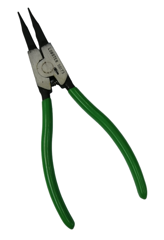 Lobster 175mm External Snap Ring Pliers with Green Rubber Grips for Easy Handling