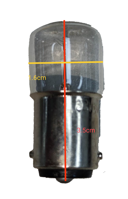 Machine Bulb B15 Double Contact incandescent bulb with 1.6 cm glass height and 3.5 cm metal base from China