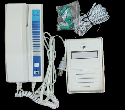 Magic Door Intercom System 220V with white handset, door unit, and installation accessories