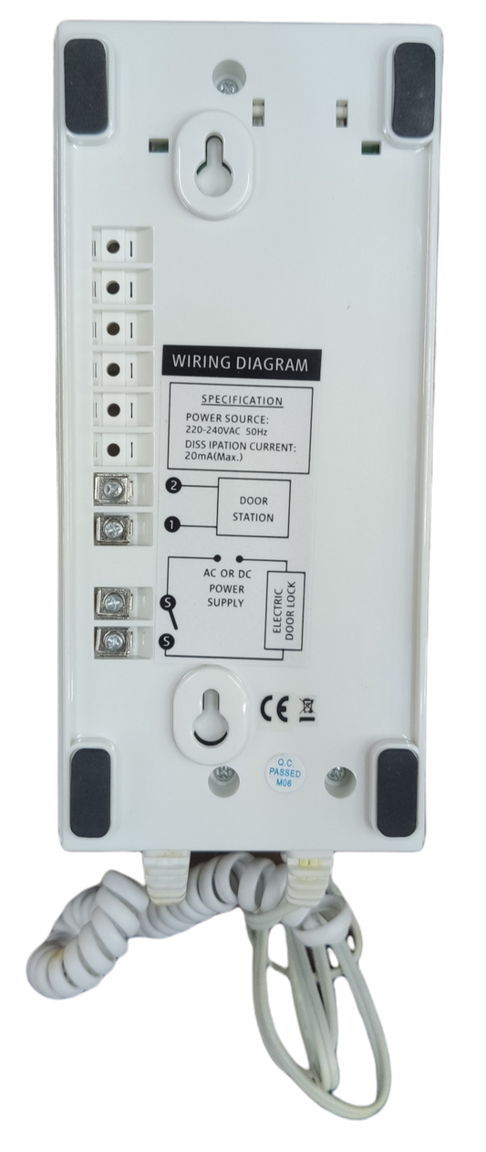 Magic Door Intercom System 220V white back panel with wiring diagram and connection ports