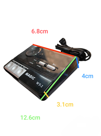 Magic FM WT-2 wireless intercom device with speaker, control switches, and power cord for communication
