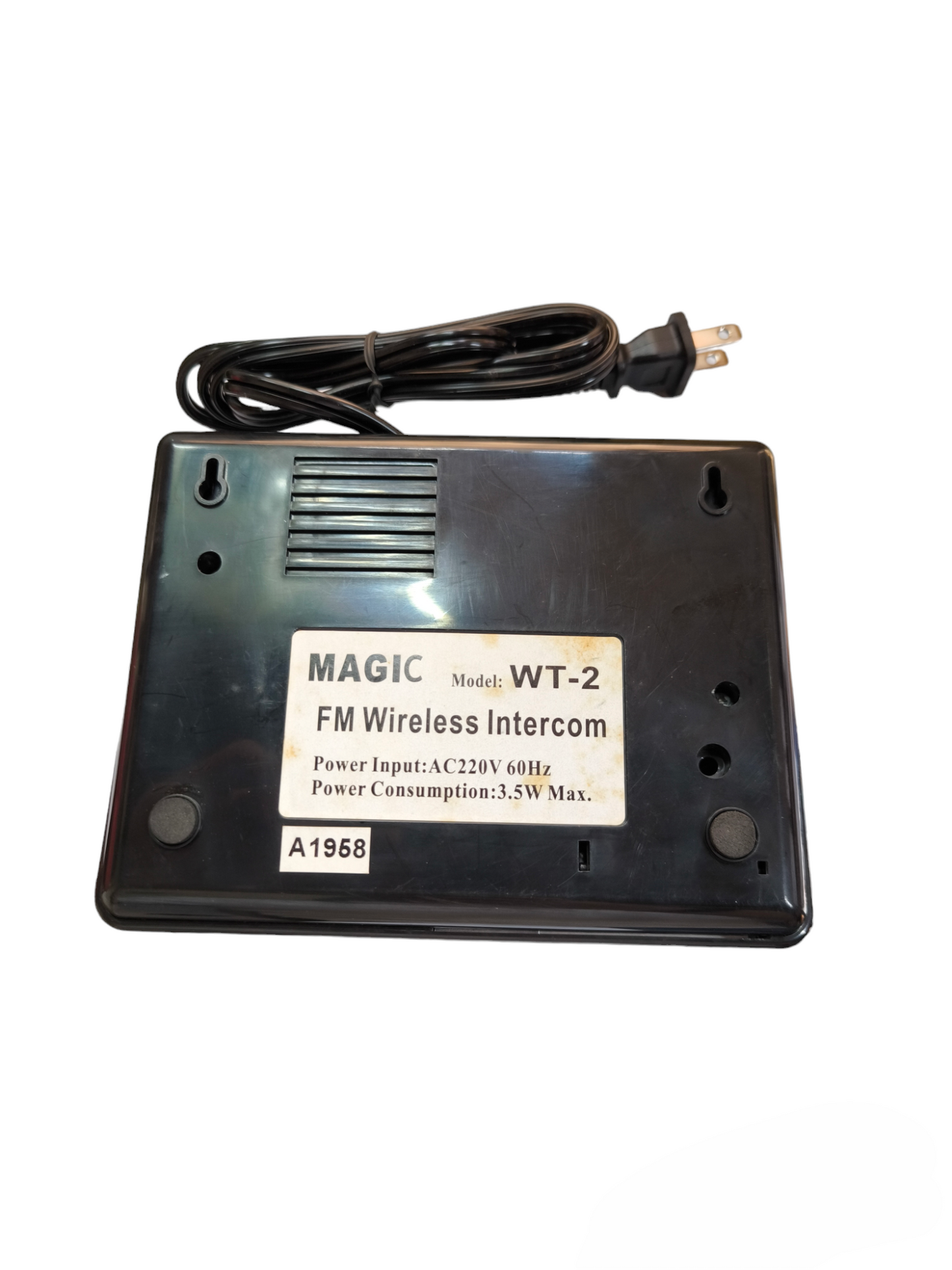 Magic FM WT-2 wireless intercom black device with power cord for security systems